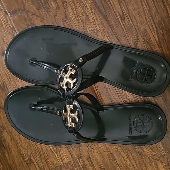 Tory Burch Black and Gold Sandals - Picture 3 of 5